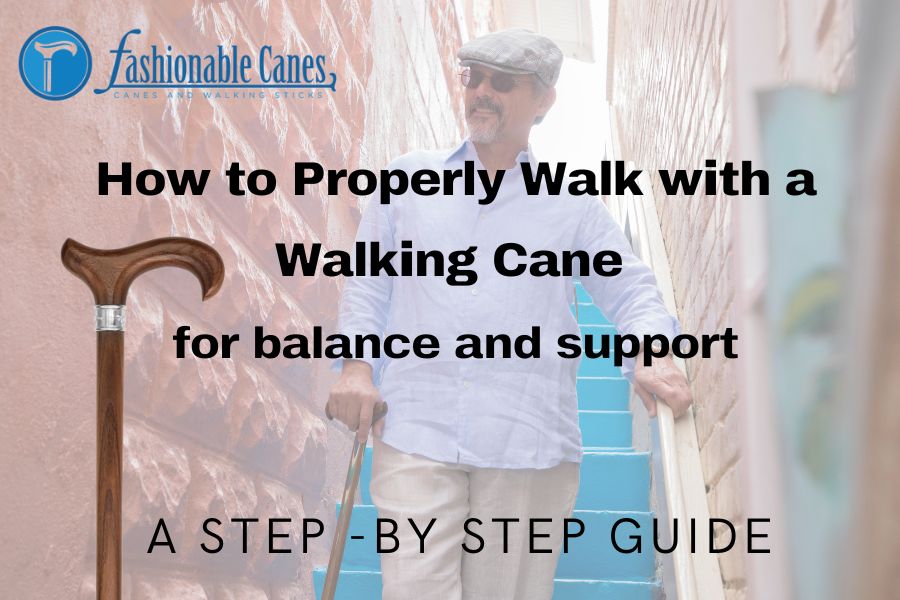 Man using walking cane for balance