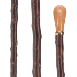English Knob Walking Stick: Blackthorn Shaft, Brass Collar