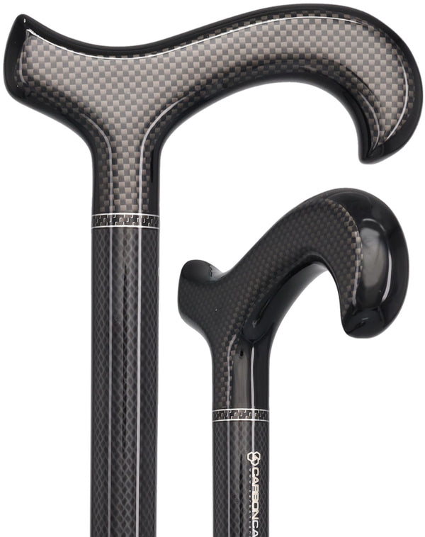 Sleek Carbon Fiber Cane: Mesh Pattern, Black Handle