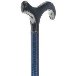 Carbon Fiber Blue Mesh Derby: Adjustable Walking Cane