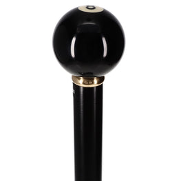 Genuine 8-Ball Handle Walking Stick: Black Beechwood & Brass