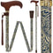 Golden Petals FashionStix: Foldable Derby Walking Cane with Wood Handle