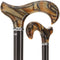 Scratch and Dent Golden Sienna Derby Walking Cane With Black Beechwood Shaft and Silver Collar V1233