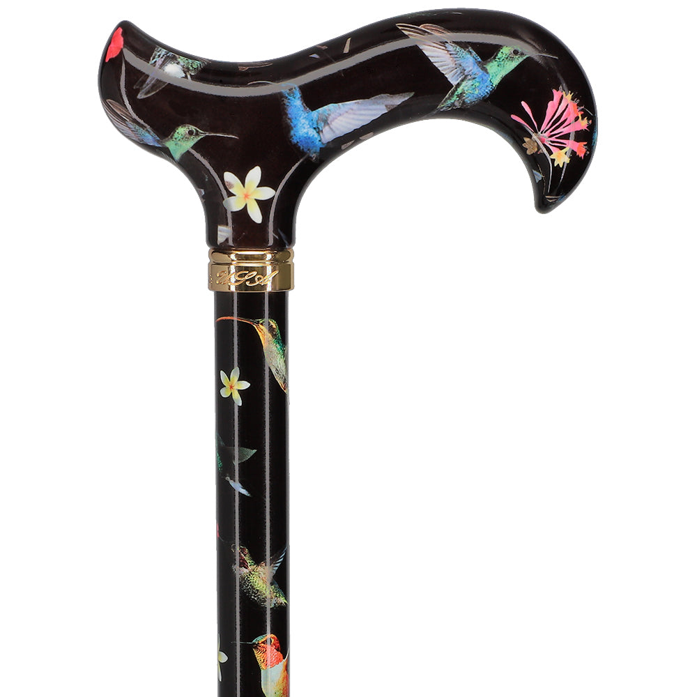 Flight of the Hummingbird Designer Derby Adjustable Walking Cane