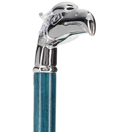 Premium Denim Blue Eagle Cane: Chrome, Patriotic Elegance