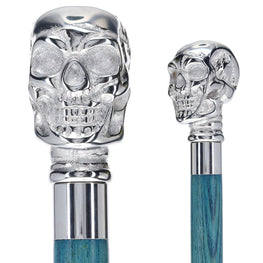 Skull Premium Chrome Brass Cane: Stained Custom Color Shaft
