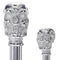 Scratch and Dent Chrome Plated Skull Handle Walking Cane w/ White Beechwood Shaft and Collar V2081