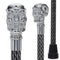 Scratch and Dent Chrome Skull Handle Walking Cane w/ Solid Black Adjustable Shaft V2149