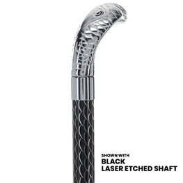 Snake Premium Chrome Brass Cane: Laser-Etched Custom Shaft
