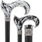 Black Onyx Swirl Cane: Pearlescent Handle, Embossed Collar