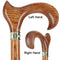 Scratch and Dent Genuine Oak Ergonomic Walking Cane with Embossed Brass RC Collar V2124