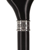 Hand-Specific Black Ergonomic Derby Cane: Silver Collar