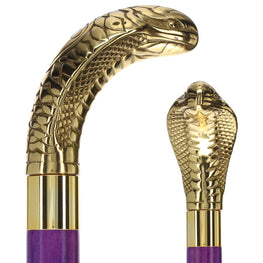 Premium Brass Snake Handle Cane: Stained Custom Color Shaft