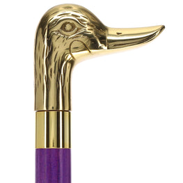 Premium Brass Duck Handle Cane: Stained Custom Color Shaft