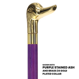 Premium Brass Duck Handle Cane: Stained Custom Color Shaft