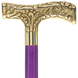 Premium Brass T-Shaped Handle Cane: Stained Custom Color Shaft