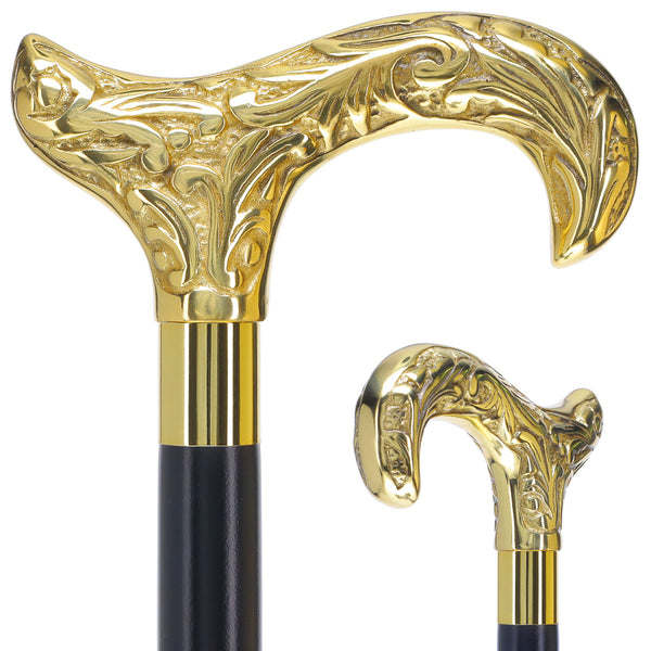 Premium Brass Derby Handle Walking Cane: Custom Shaft & Collar