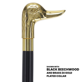Premium Brass Duck Handle Walking Cane: Custom Shaft & Collar