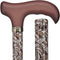 Bahama Leaf: Designer Adjustable Cane w/ Wooden Handle