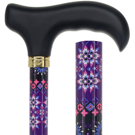 Pretty Purple Designer Adjustable Derby Cane with Wooden Handle