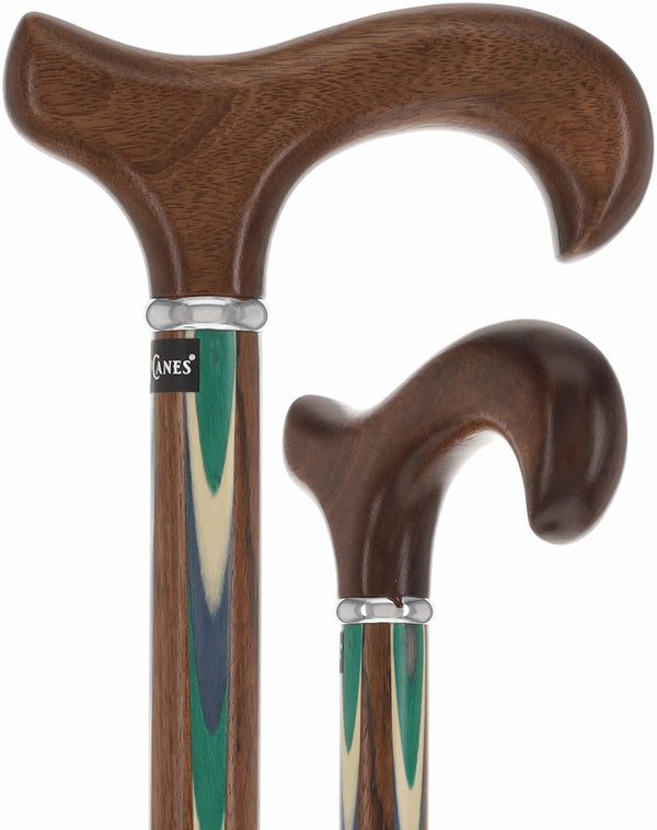 Green & Blue Inlaid Derby: Ovangkol Shaft Colorwood Inlay