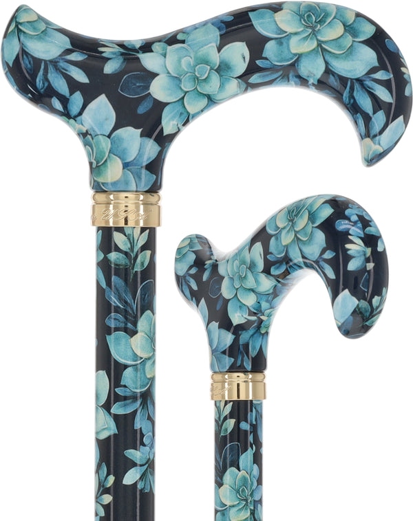 FashionStix Blue Bloom Succulents: Adjustable Designer Cane