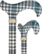 Classic Plaid Adjustable Walking Cane - Navy/Brown Straight Shaft