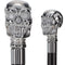 Premium Brass Chrome Skull Handle Stick: Black Beechwood