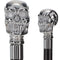 Scratch and Dent Premium Brass Chrome Skull Handle Stick: Black Beechwood V2087