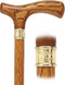 Elegant Slim-Line Oak Fritz Cane with Brass Collar