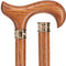 Scratch and Dent Genuine Oak Wood Derby Walking Cane With Oak Shaft And Brass Embossed Collar V1228