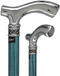 Slim Line Chrome Blue Fritz Cane: Ash Shaft, Pewter Swirl