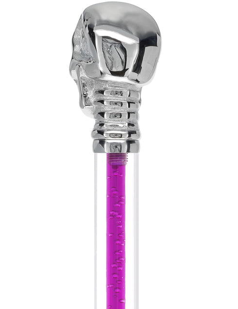 Color Crystal Elegance Chrome Skull Cane with Invisible Acrylic Shaft Options