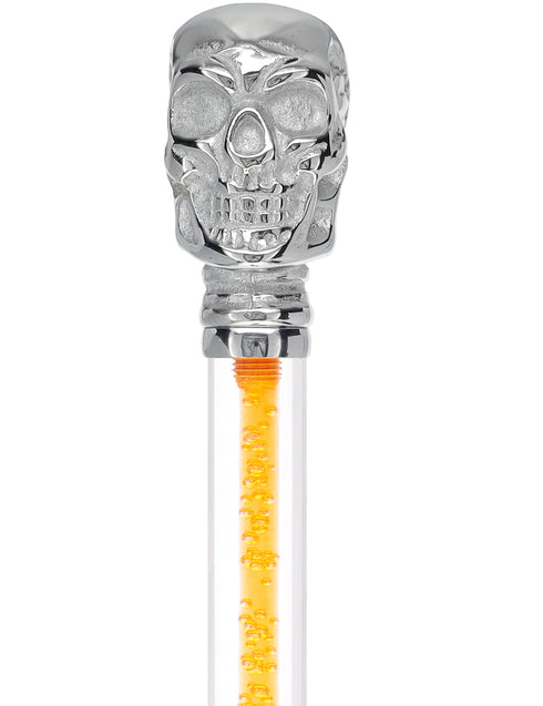 Color Crystal Elegance Chrome Skull Cane with Invisible Acrylic Shaft Options