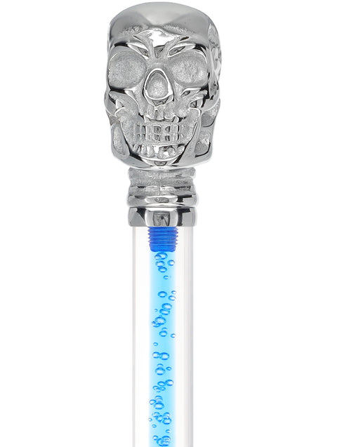 Color Crystal Elegance Chrome Skull Cane with Invisible Acrylic Shaft Options
