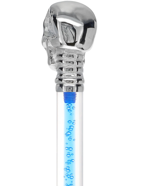 Color Crystal Elegance Chrome Skull Cane with Invisible Acrylic Shaft Options