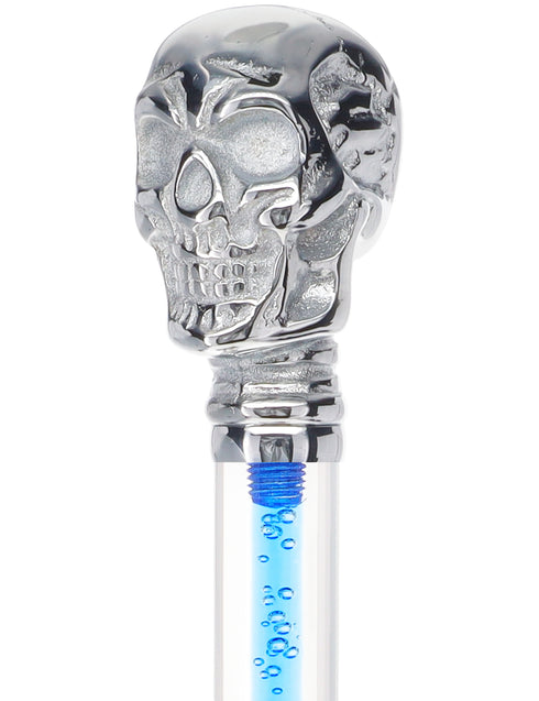 Color Crystal Elegance Chrome Skull Cane with Invisible Acrylic Shaft Options