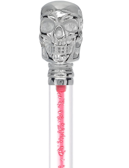 Color Crystal Elegance Chrome Skull Cane with Invisible Acrylic Shaft Options