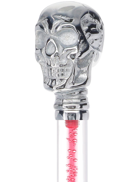 Color Crystal Elegance Chrome Skull Cane with Invisible Acrylic Shaft Options
