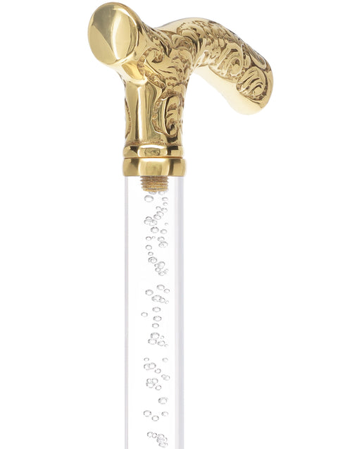 Crystal Elegance Brass Fritz Cane with Invisible Acrylic Shaft Options