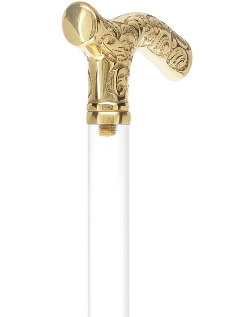 Crystal Elegance Brass Fritz Cane with Invisible Acrylic Shaft Options