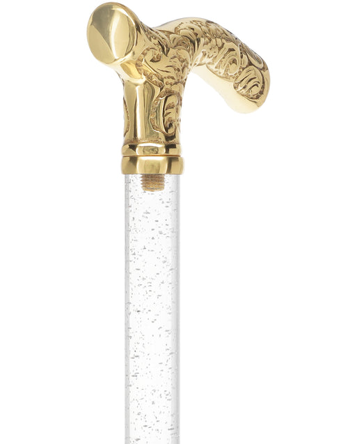 Crystal Elegance Brass Fritz Cane with Invisible Acrylic Shaft Options