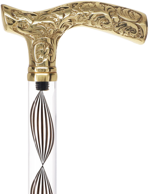 Crystal Elegance Brass Fritz Cane with Invisible Acrylic Shaft Options