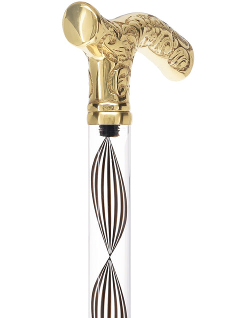 Crystal Elegance Brass Fritz Cane with Invisible Acrylic Shaft Options