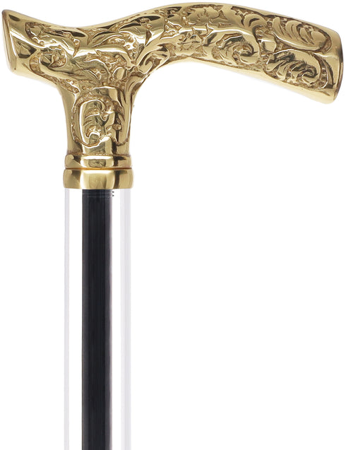 Crystal Elegance Brass Fritz Cane with Invisible Acrylic Shaft Options