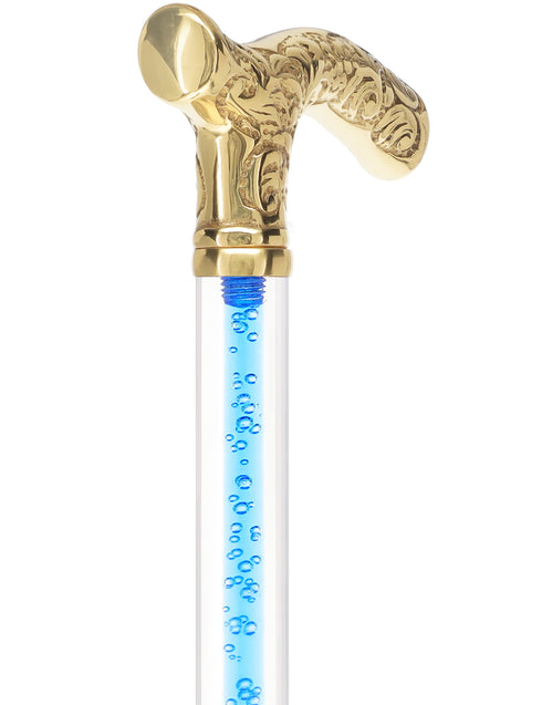 Color Crystal Elegance Brass Fritz Cane with Invisible Acrylic Shaft Options