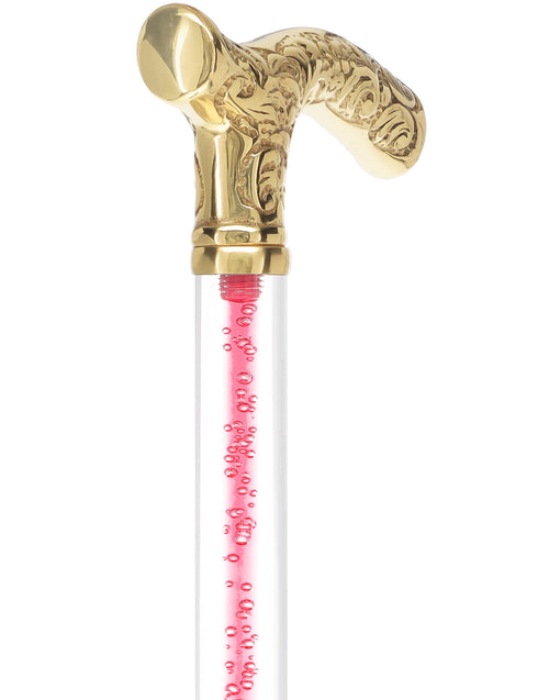 Color Crystal Elegance Brass Fritz Cane with Invisible Acrylic Shaft Options
