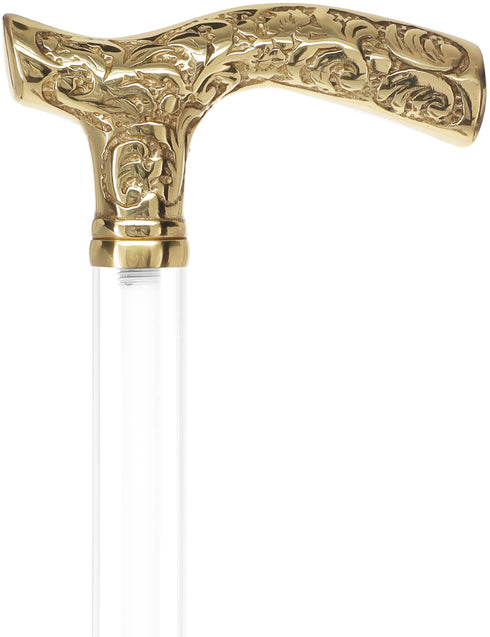 Crystal Elegance Brass Fritz Cane with Invisible Acrylic Shaft Options
