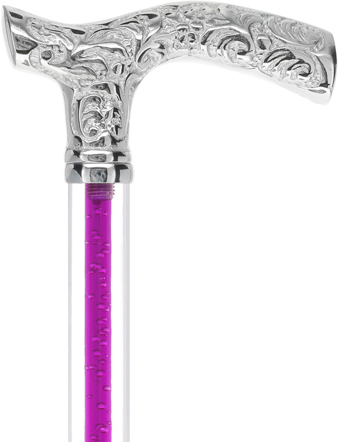 Color Crystal Elegance Chrome Fritz Cane with Invisible Acrylic Shaft Options