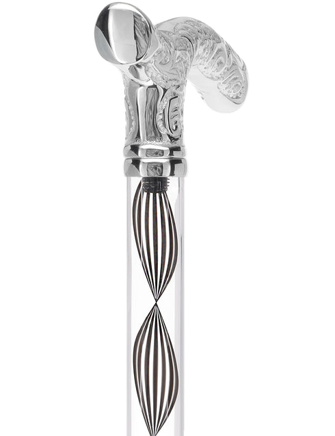 Crystal Elegance Chrome Fritz Cane with Invisible Acrylic Shaft Options